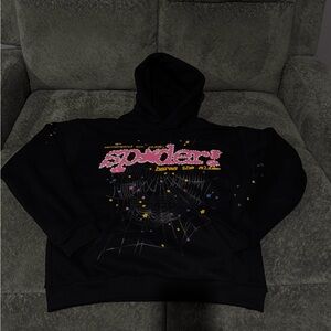 Spyder Black Hoodie with Pink and Yellow Graphic